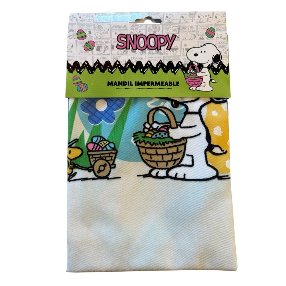 SNOOPY Easter Apron Peanuts Eggs Basket Woodstock Flowers Border Adjustable Ties